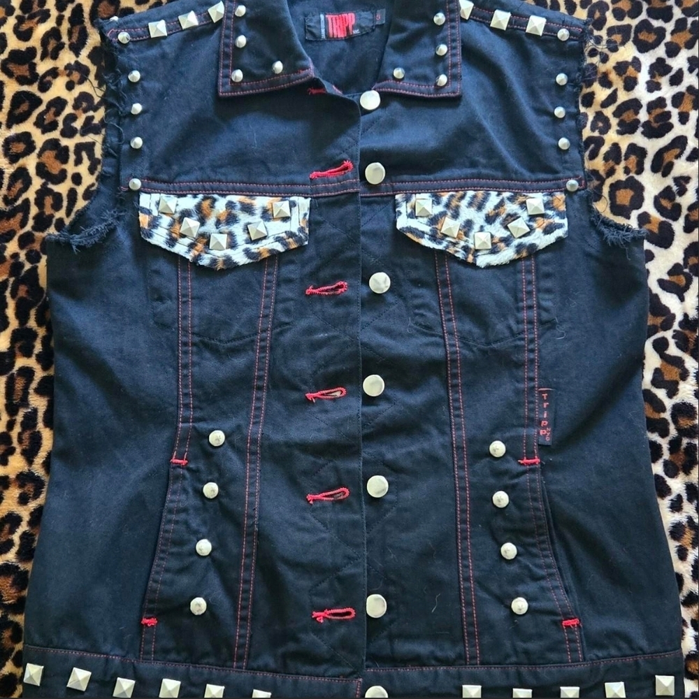 Studded Black Denim Vest